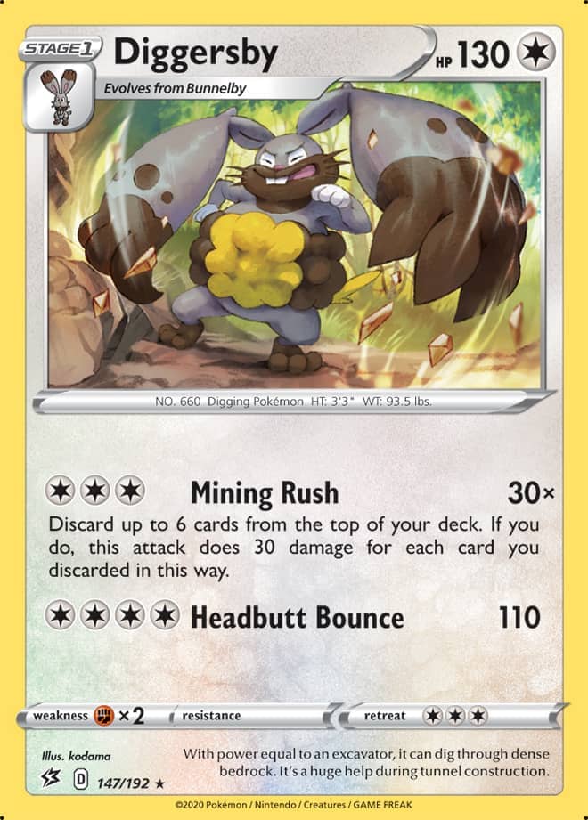Diggersby #147/192 Rare - Rebel Clash Pokemon card