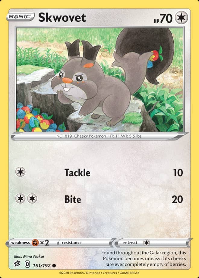 Skwovet #151/192 Common - Rebel Clash Pokemon card