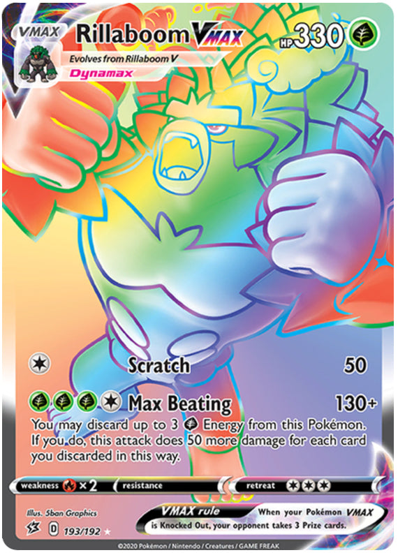 Rillaboom #193/192 Secret Rare - Rebel Clash Pokemon card