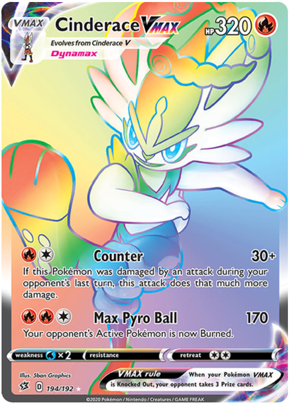Cinderace #194/192 Secret Rare - Rebel Clash Pokemon card