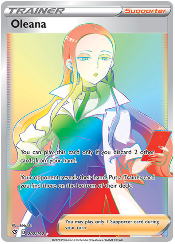 Oleana #202/192 Secret Rare - Rebel Clash Pokemon card