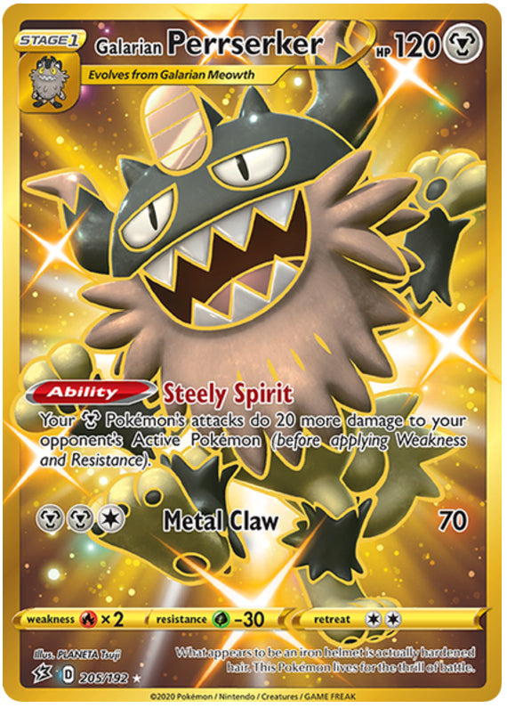 Perrserker #205/192 Secret Rare - Rebel Clash Pokemon card