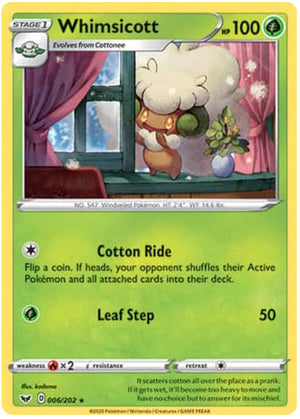 0006 Whimsicott Rare Sword & Shield Base Set