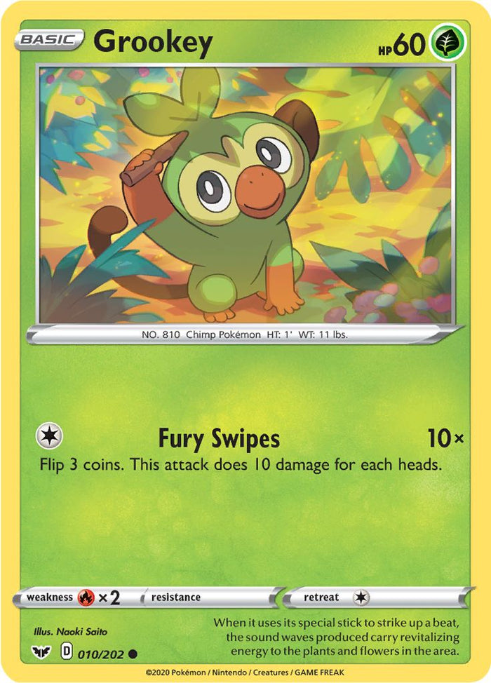 Grookey #10/202 Common - Sword & Shield Base Set Pokemon card