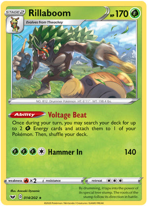 0014 Rillaboom Holo Rare Sword & Shield Base Set