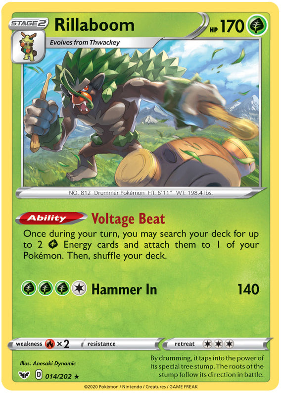 0014 Rillaboom Holo Rare Sword & Shield Base Set