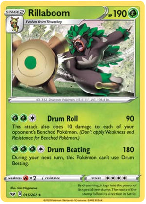 0015 Rillaboom Rare Sword & Shield Base Set