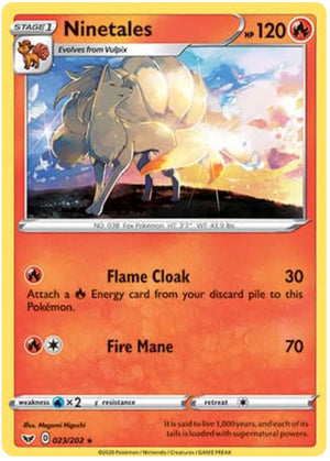 0023 Ninetales Rare Sword & Shield Base Set