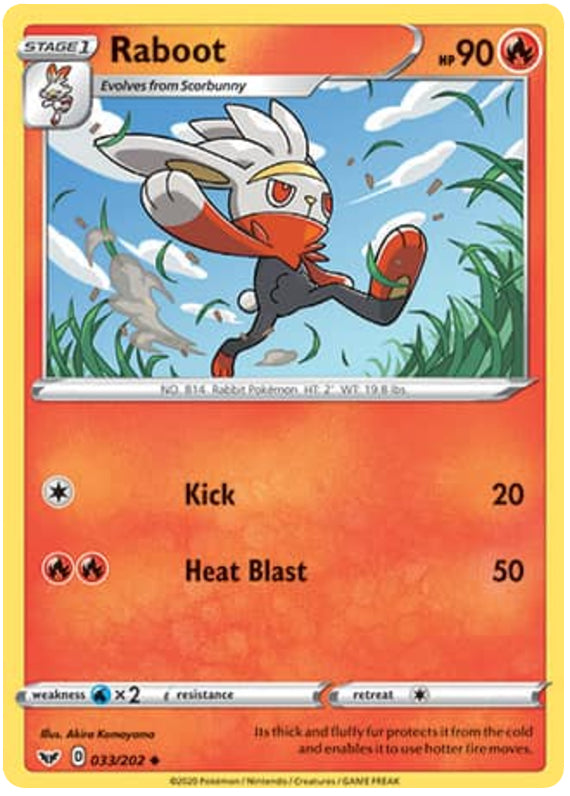 Raboot #33/202 Uncommon - Sword & Shield Base Set Pokemon card