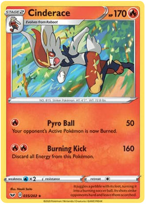 0035 Cinderace Holo Rare Sword & Shield Base Set