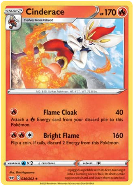 Pokemon Sword & Shield Cinderace [Cracked Ice Holo] #36