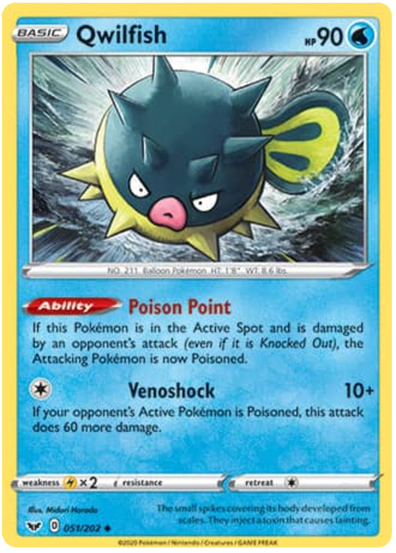 Qwilfish #51/202 Uncommon - Sword & Shield Base Set Pokemon card