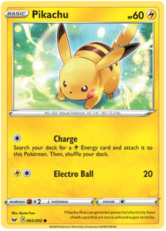 Pikachu #65/202 Common - Sword & Shield Base Set Pokemon card