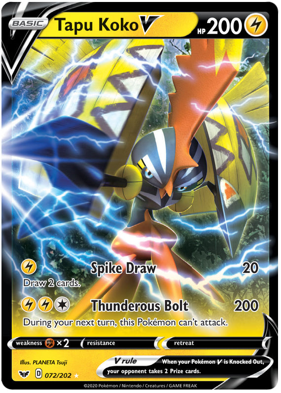 0072 Tapu Koko Ultra Rare Sword & Shield Base Set