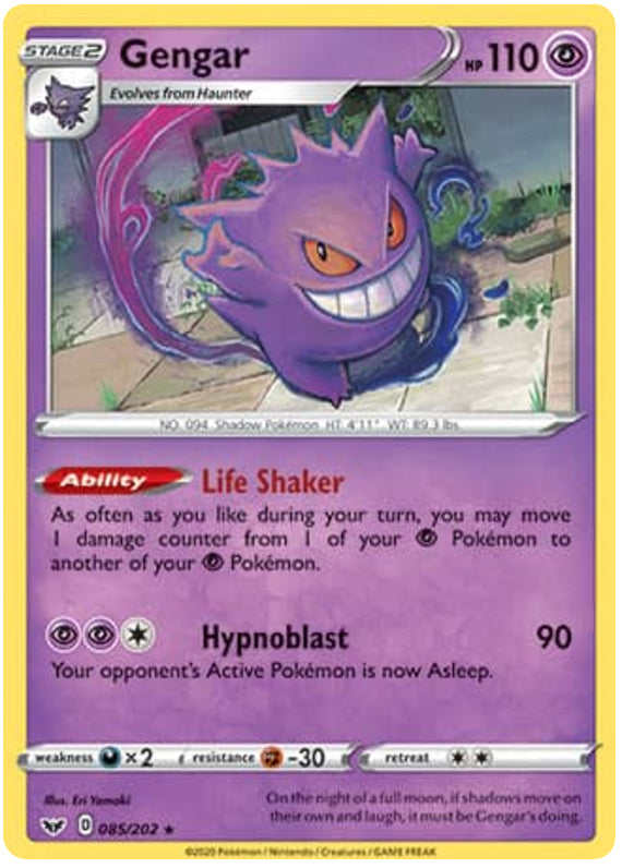 Gengar #85/202 Holo Rare - Sword & Shield Base Set Pokemon card