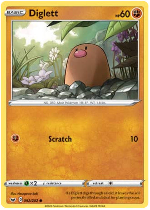 0092 Diglett Common Sword & Shield Base Set