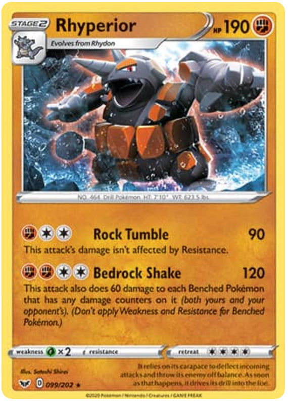 0099 Rhyperior Holo Rare Sword & Shield Base Set