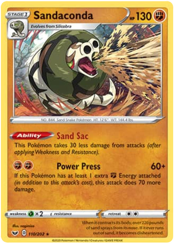 0110 Sandaconda Holo Rare Sword & Shield Base Set