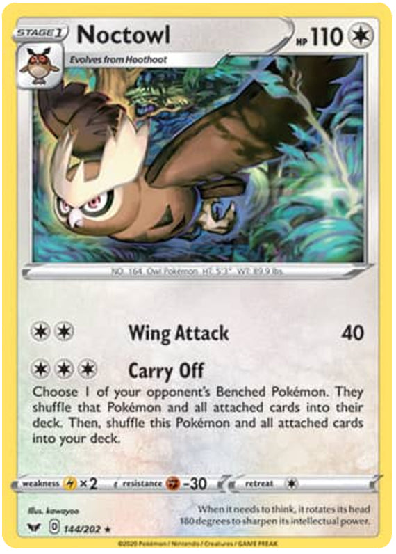 Noctowl #144/202 Rare - Sword & Shield Base Set Pokemon card