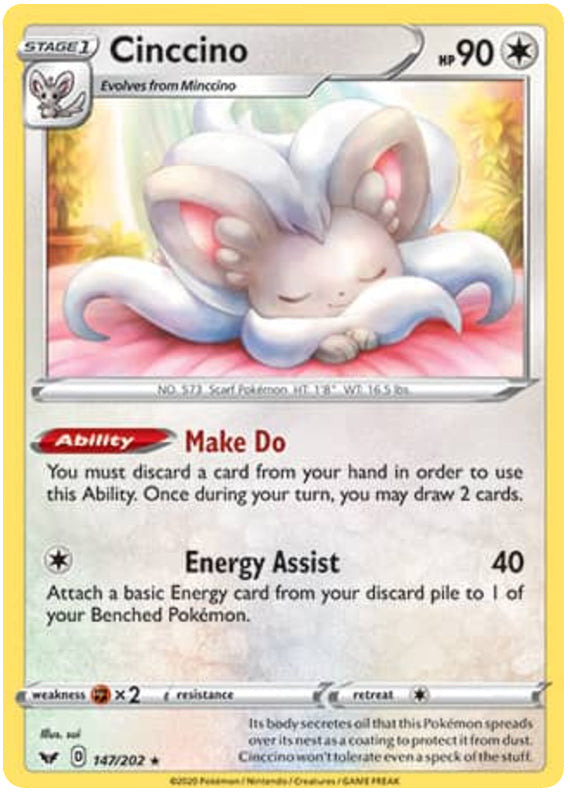 Cinccino #147/202 Rare - Sword & Shield Base Set Pokemon card