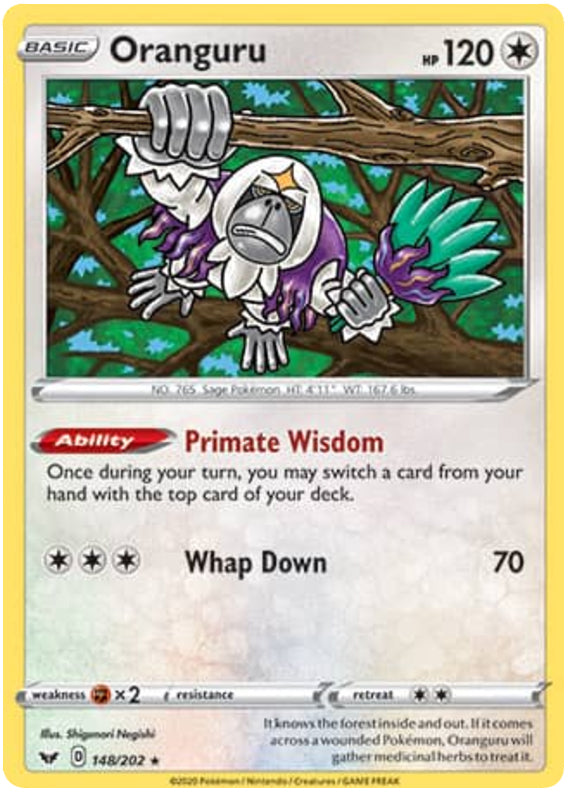 Oranguru #148/202 Holo Rare - Sword & Shield Base Set Pokemon card