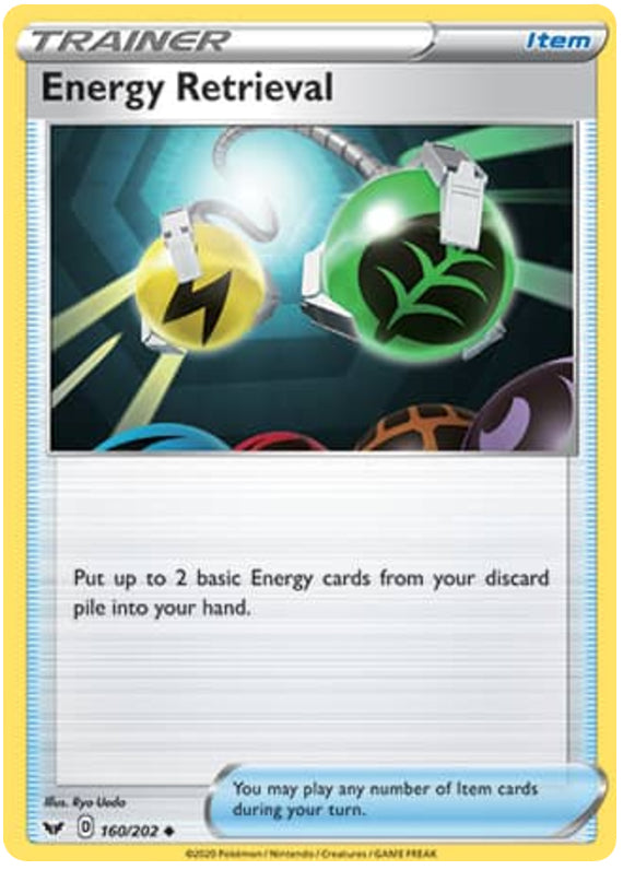 Energy Retrieval #160/202 Uncommon - Sword & Shield Base Set Pokemon card