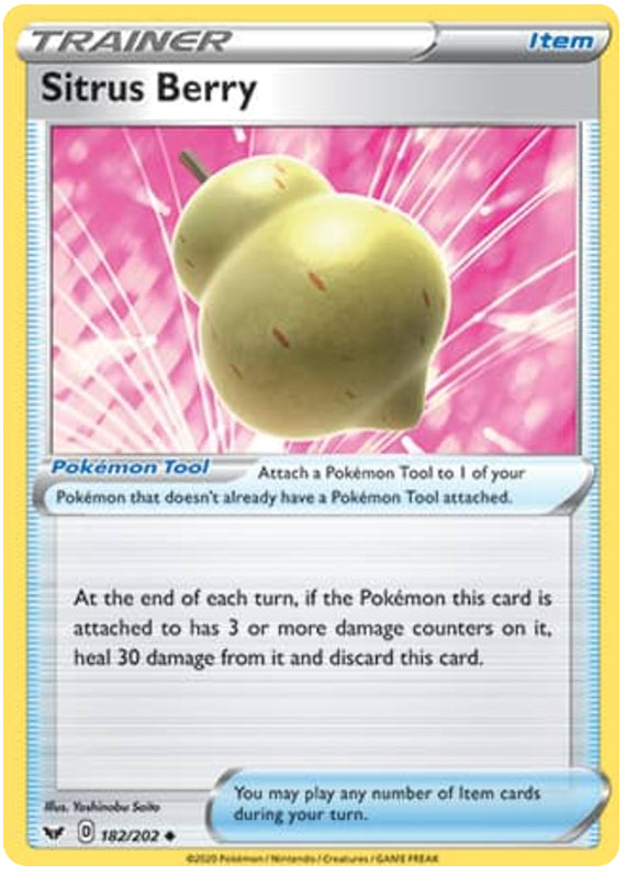 Sitrus Berry #182/202 Uncommon - Sword & Shield Base Set Pokemon card