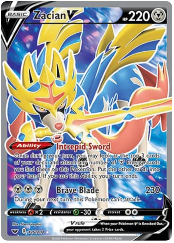 Zacian #195/202 Ultra Rare - Sword & Shield Base Set Pokemon card