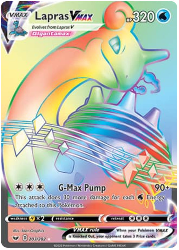 Lapras #203/202 Secret Rare - Sword & Shield Base Set Pokemon card