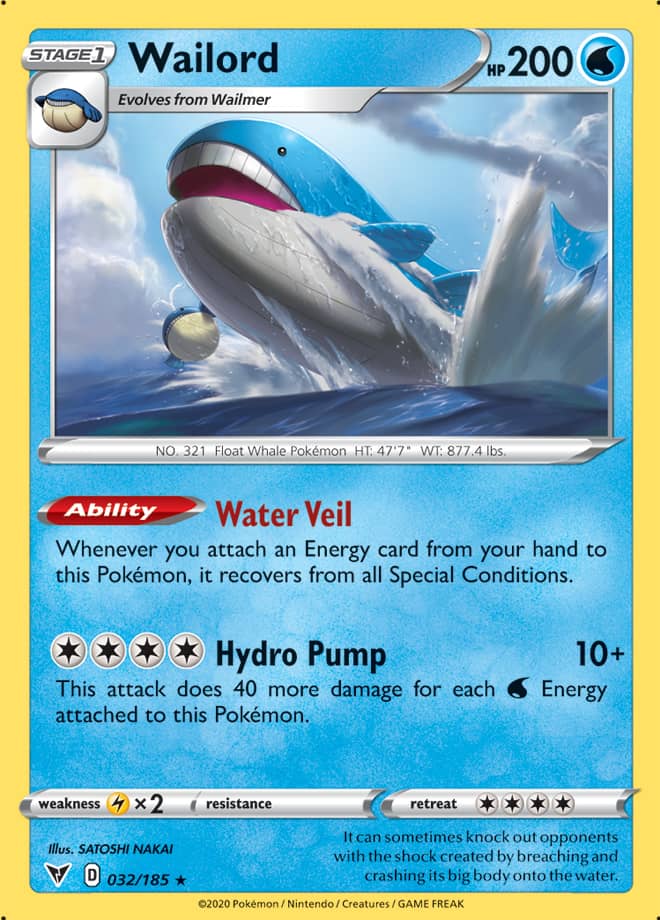 Wailord #32/185 Holo Rare - Vivid Voltage Pokemon card