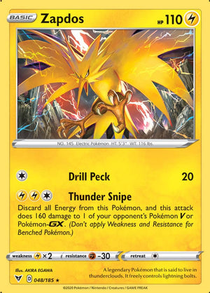 0048 Zapdos Holo Rare Vivid Voltage