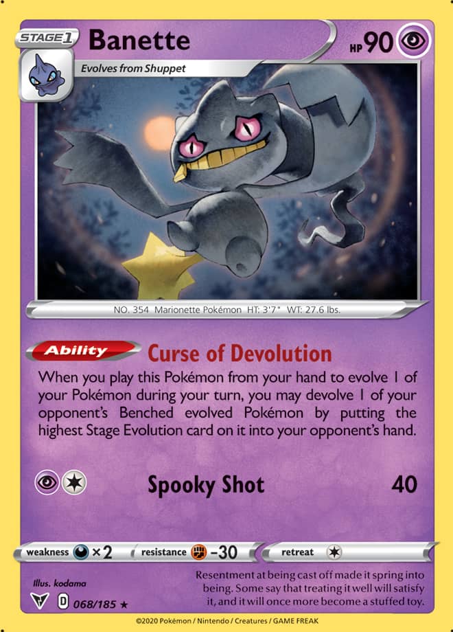Banette #68/185 Rare - Vivid Voltage Pokemon card
