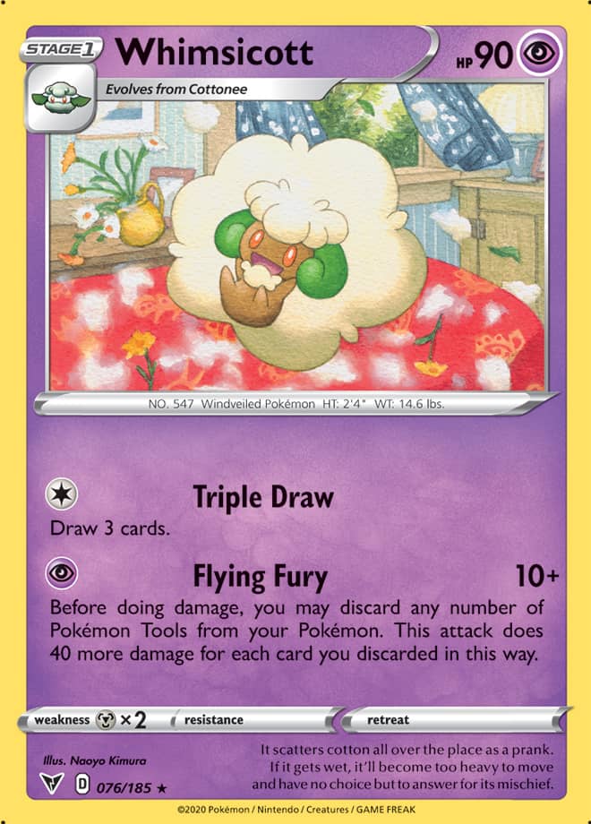 Whimsicott #76/185 Rare - Vivid Voltage Pokemon card