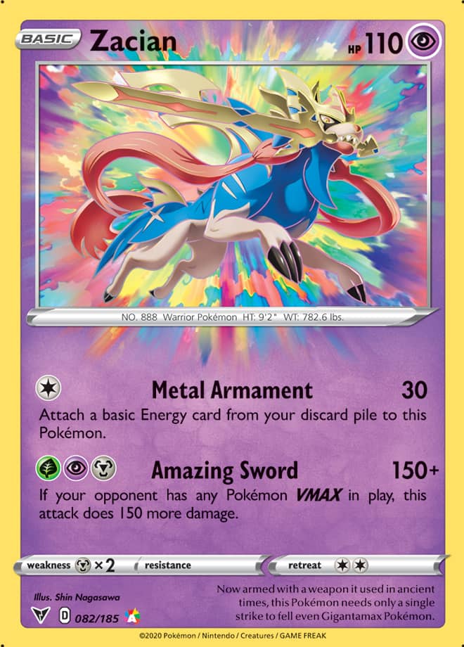 Zacian #82/185 Amazing Rare - Vivid Voltage Pokemon card