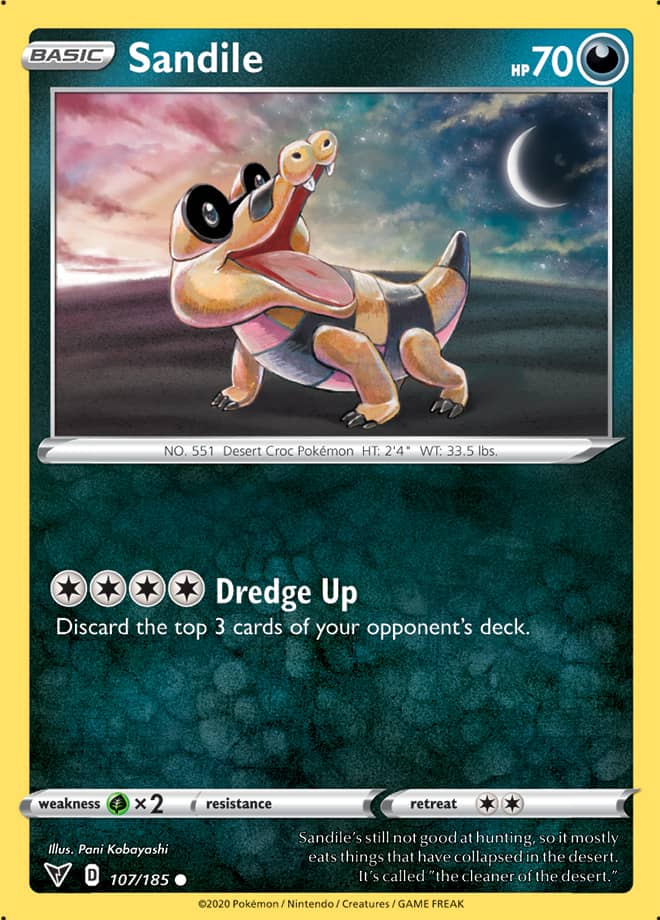 Sandile #107/185 Common - Vivid Voltage Pokemon card