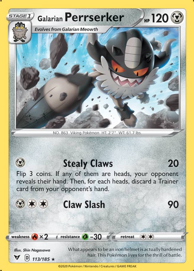Perrserker #113/185 Rare - Vivid Voltage Pokemon card