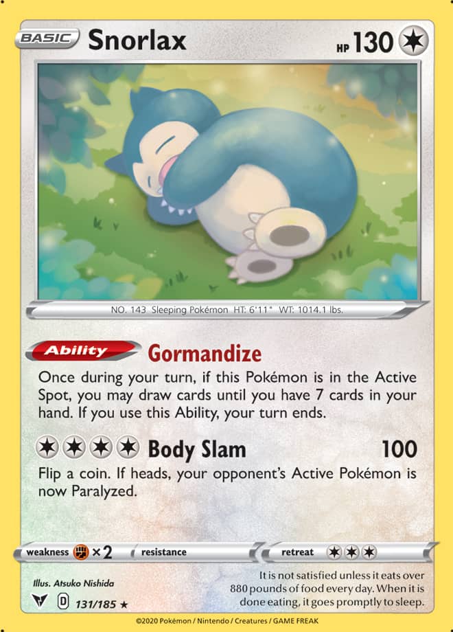 Snorlax #131/185 Holo Rare - Vivid Voltage Pokemon card