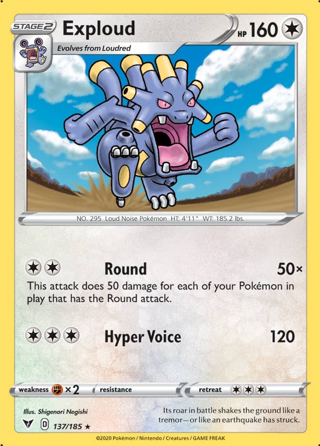 Exploud #137/185 Rare - Vivid Voltage Pokemon card