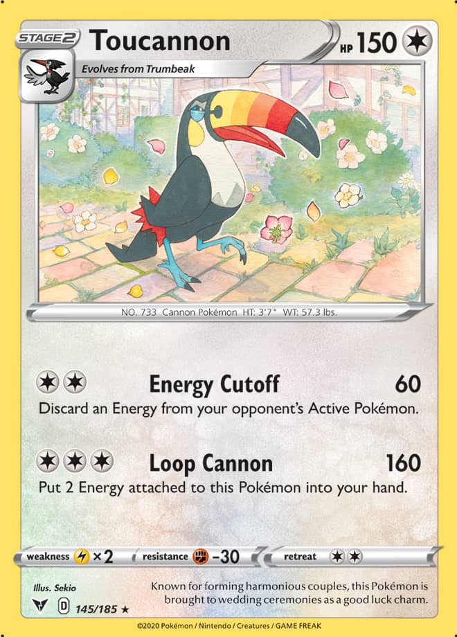 Toucannon #145/185 Rare - Vivid Voltage Pokemon card